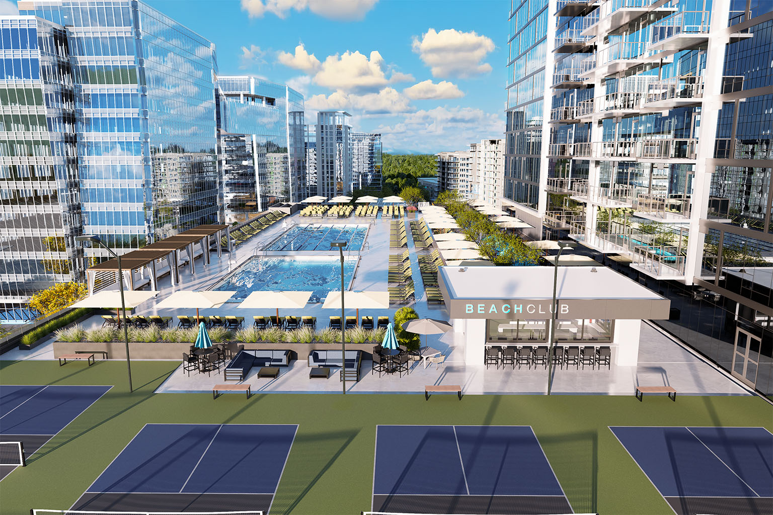 An image of the exterior of the Life Time Living in Stamford, CT
