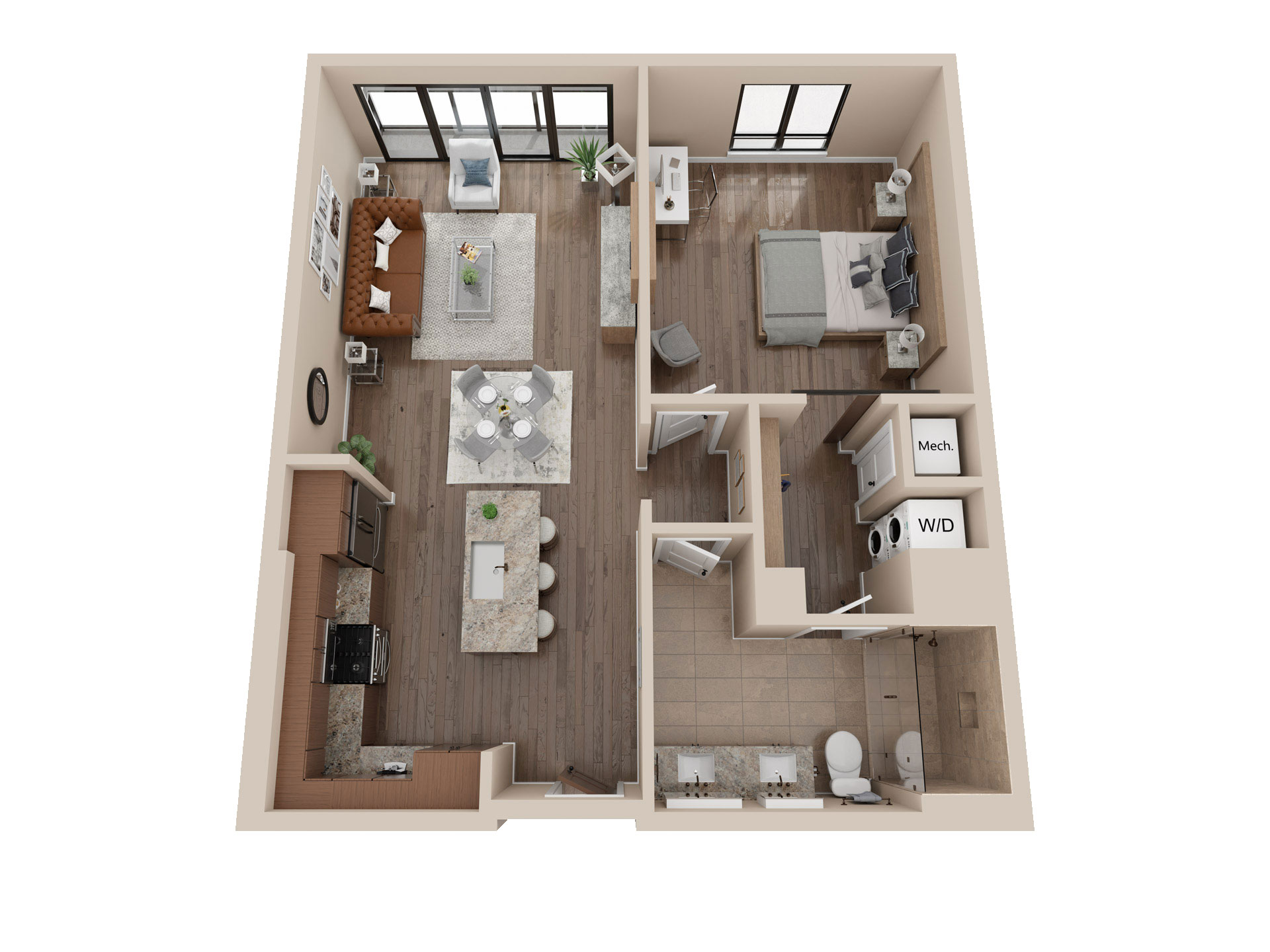 3 dimensional floorplan for apartment a 1