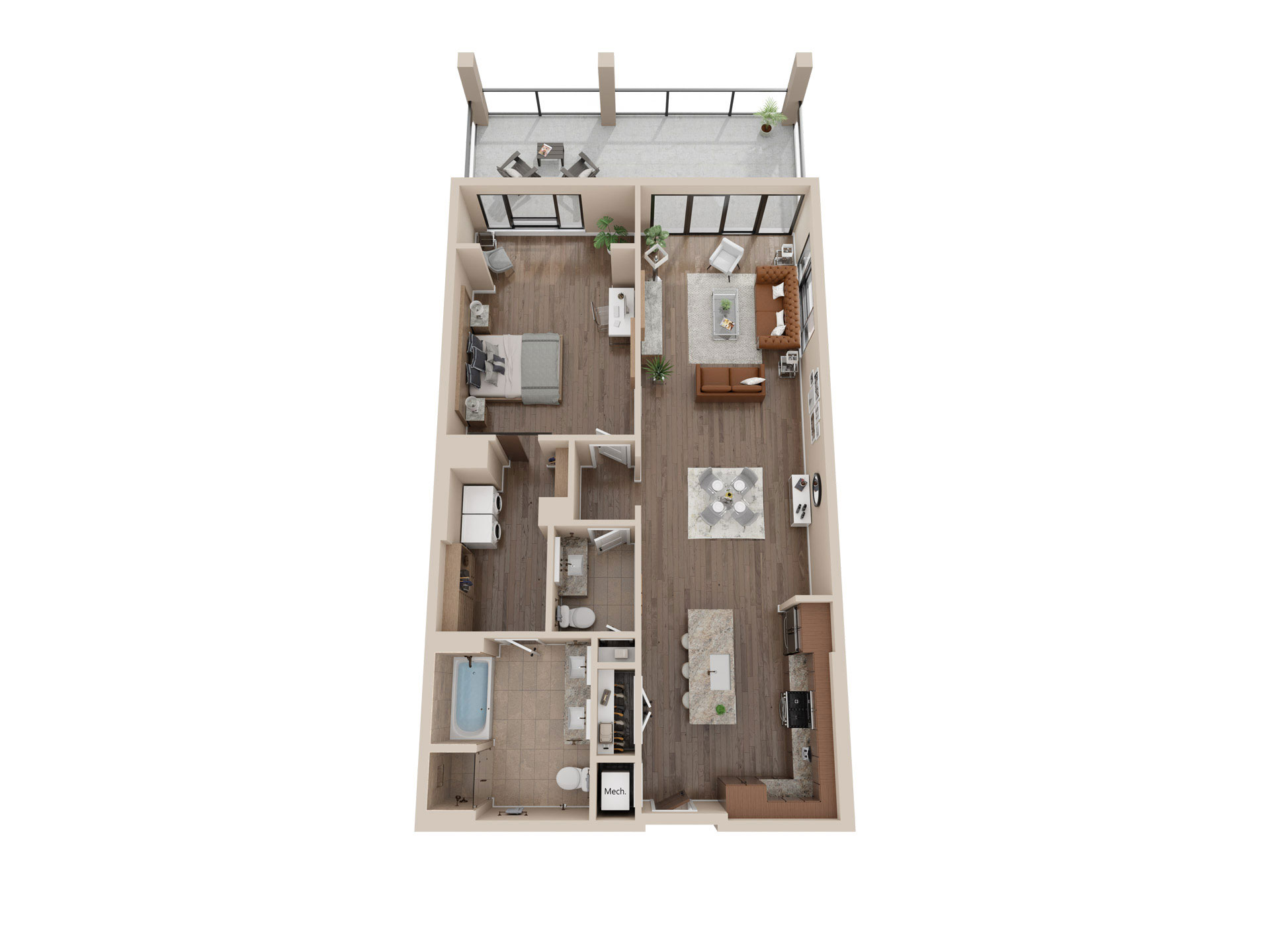 3 dimensional floorplan for apartment a 6 +